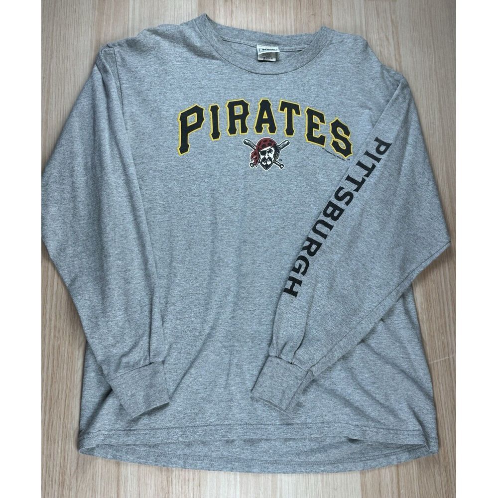 Vintage 2007 Lee Sports Gray Pittsburgh Pirates Crew Neck Long Sleeve‎ T-Shirt